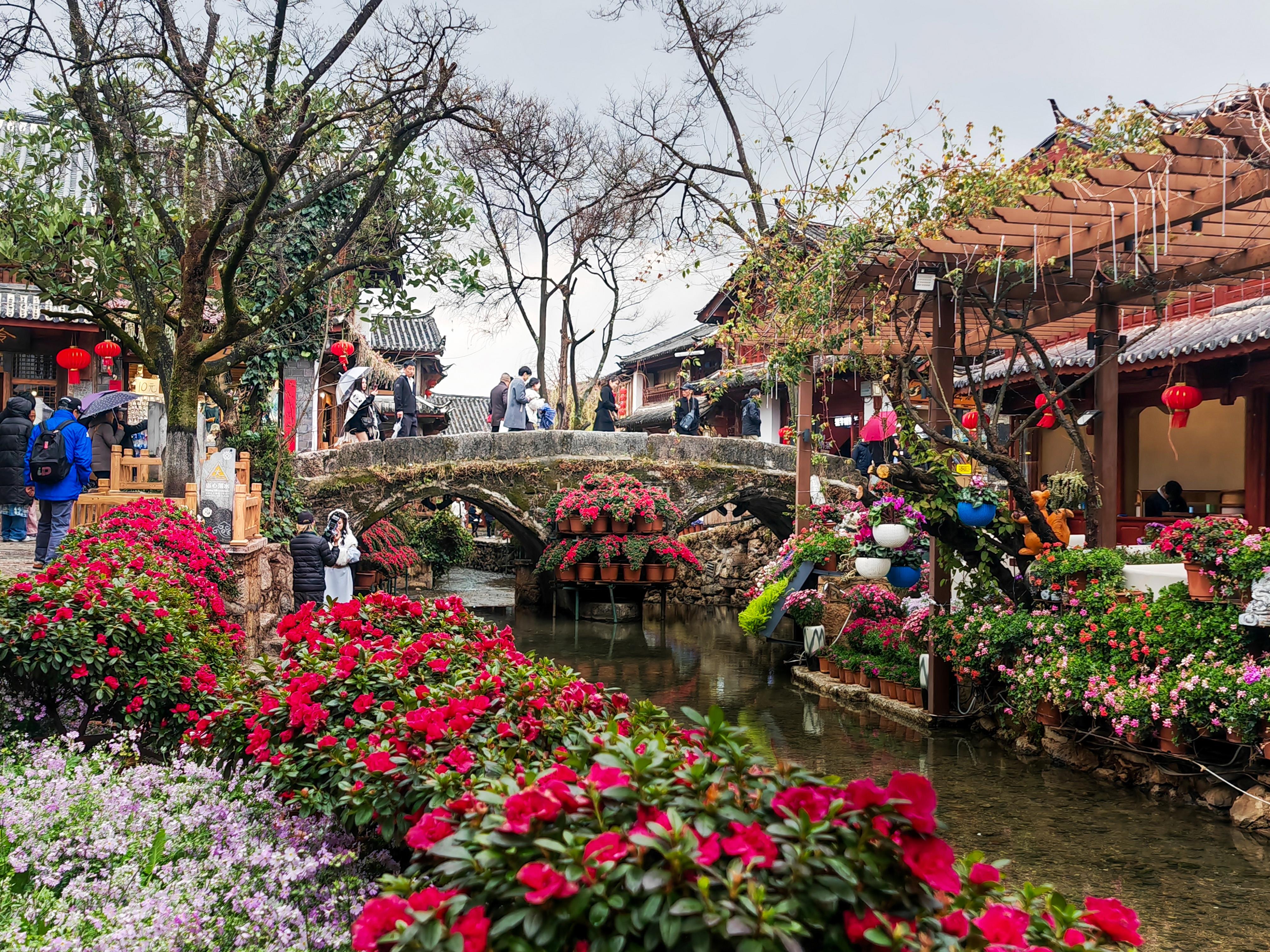 △丽江古城内百桥千巷，清流绕坊。